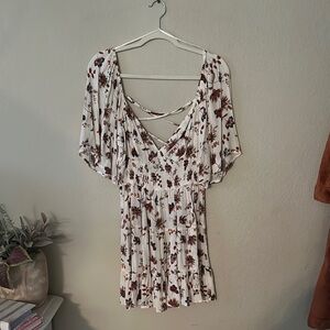 Floral Print Dress with Crisscross Back